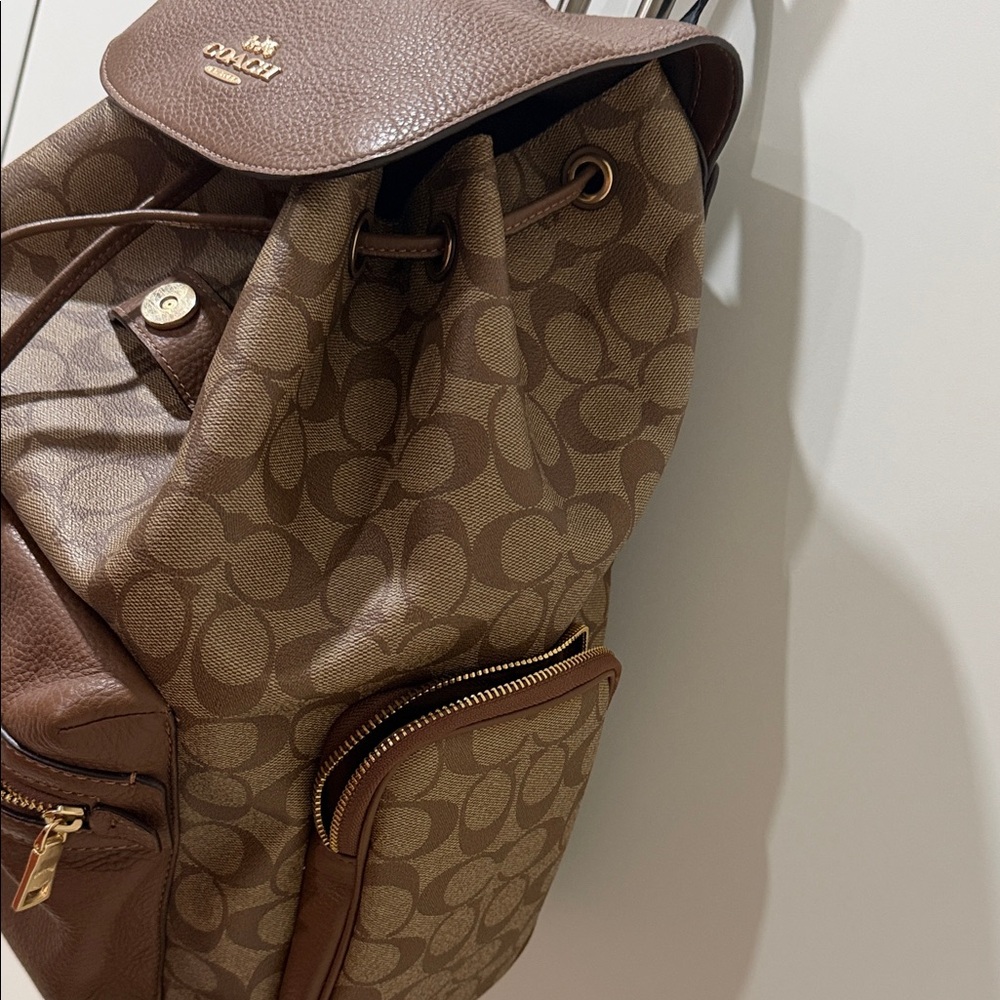 Coach Tan and Brown Signature Backpack - Picture 3 of 8